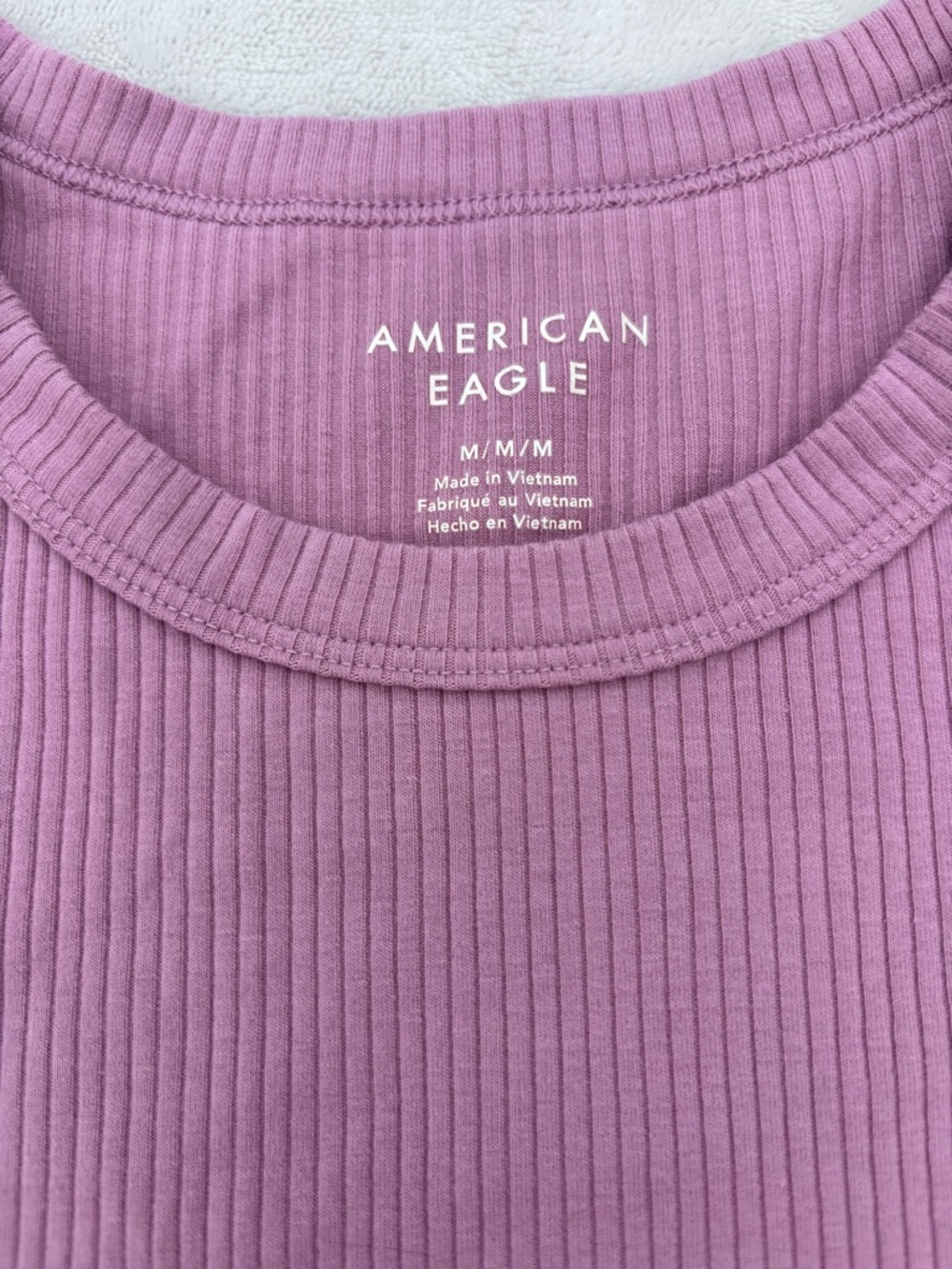 American Eagle Outfitters Ribbed Short Sleeve Tee - Mauve Pink - Picture 2 of 2
